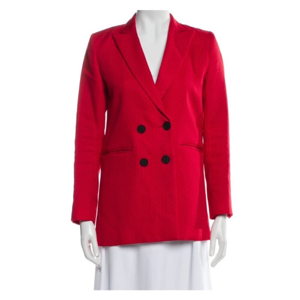Sandro Paris Red Double Breasted Blazer Size 40